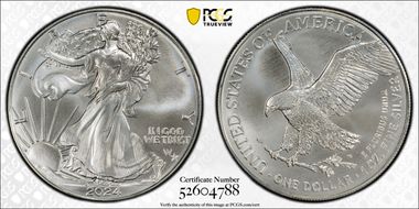 2024-(P) $1 Silver Eagle with Star Privy Struck at Philadelphia MS69