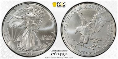 2024-(P) $1 Silver Eagle with Star Privy Struck at Philadelphia MS69