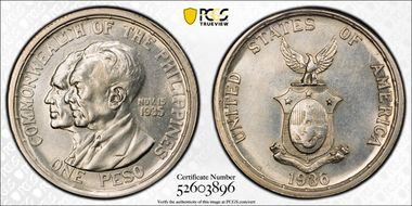 1936-M Peso Murphy-Quezon MS63
