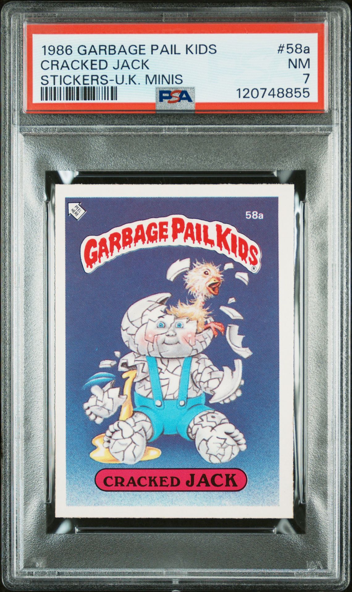 1986 Topps GARBAGE PAIL KIDS STICKERS-U.K. MINIS #58A Cracked Jack front