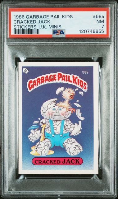 1986 Topps GARBAGE PAIL KIDS STICKERS-U.K. MINIS STICKERS-U.K. MINIS #58A Cracked Jack front