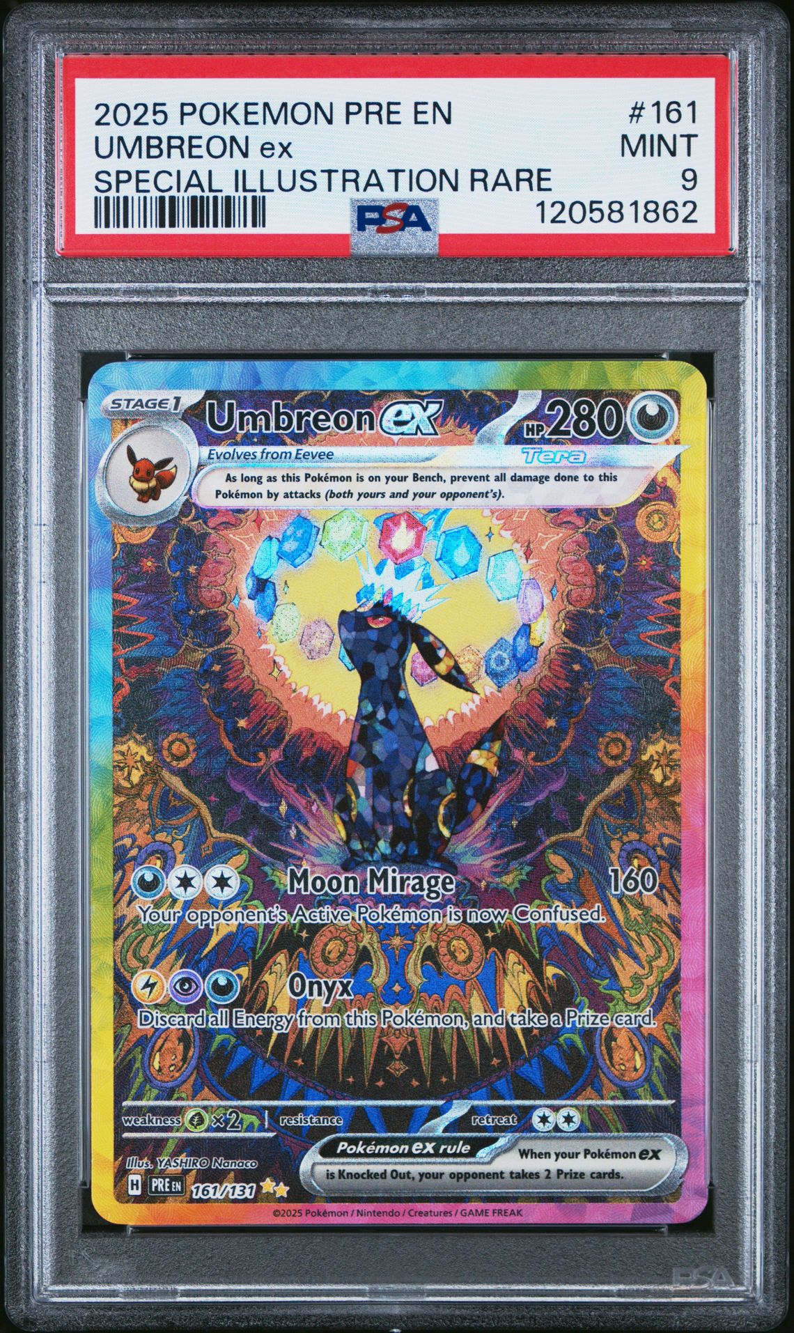 2025 Pokemon Pre En-Prismatic Evolutions Umbreon Ex #161 (Special Illustration Rare) Mint 9 front