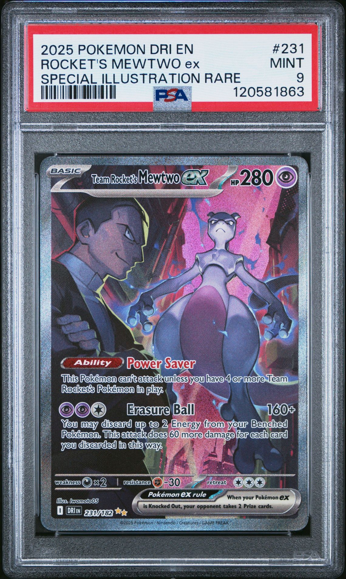 2025 Pokemon Dri En-Destined Rivals Rocket's Mewtwo Ex #231 (Special Illustration Rare) Mint 9 front