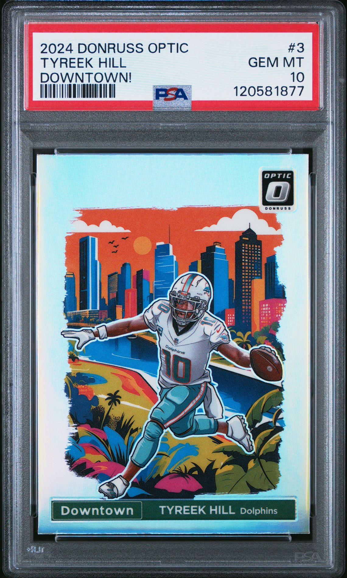 2024 Panini Donruss Optic Downtown! Tyreek Hill #3 Gem Mt 10 front
