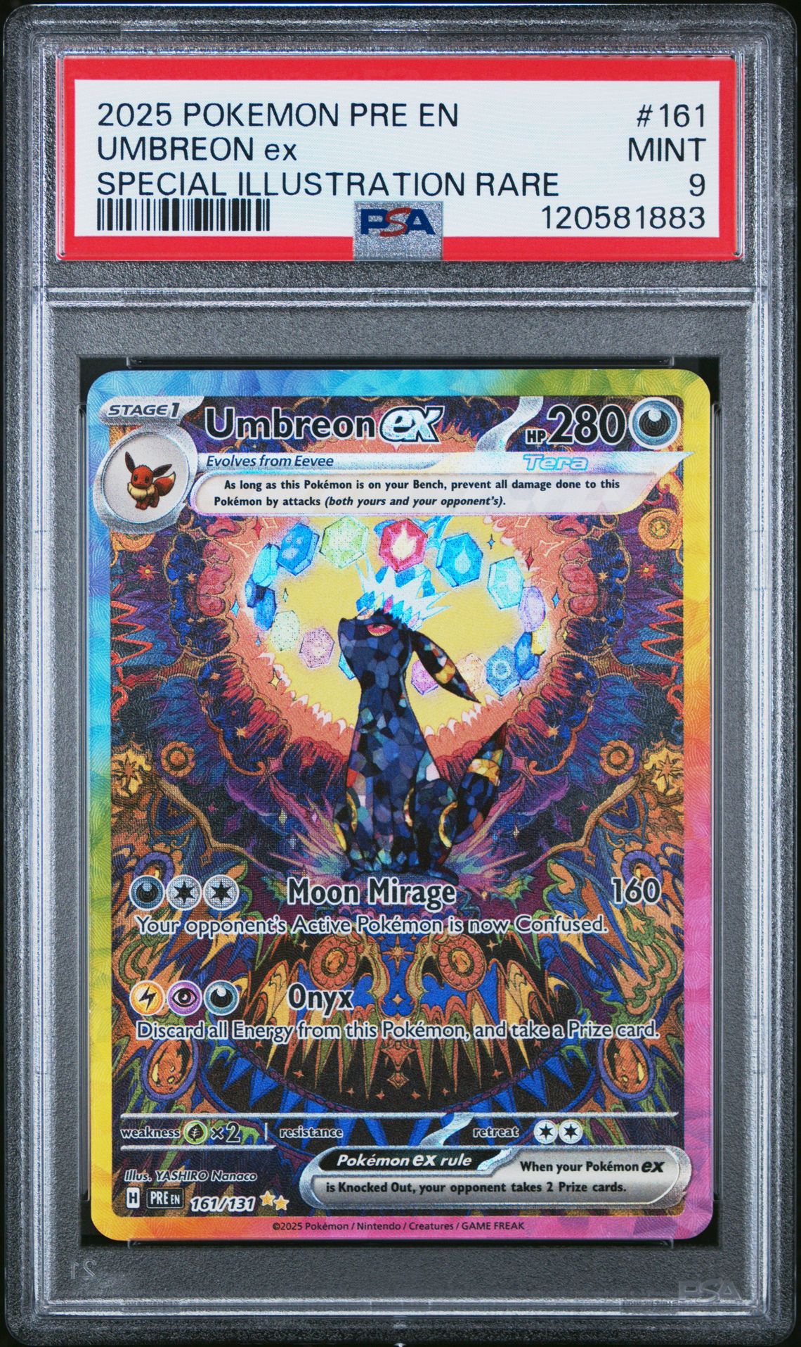 2025 Pokemon Pre En-Prismatic Evolutions Umbreon Ex #161 (Special Illustration Rare) Mint 9 front