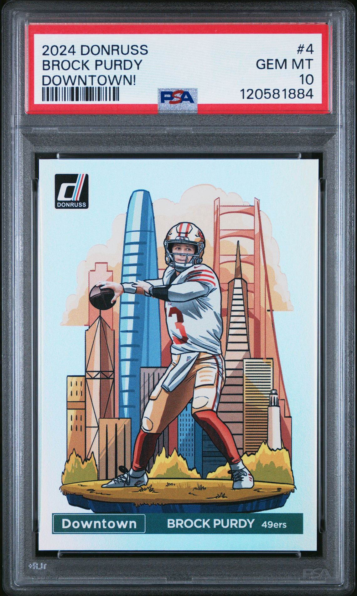 2024 Panini Donruss Downtown! Brock Purdy #4 Gem Mt 10 front