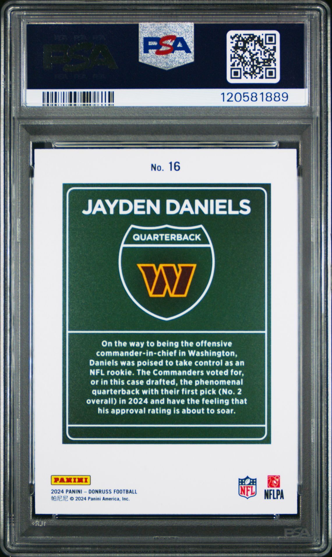 2024 Panini Donruss Downtown! Jayden Daniels #16 Mint 9 back