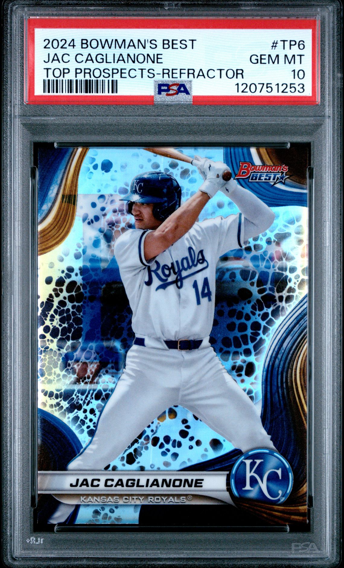 2024 Bowman's Best Top Prospects Jac Caglianone #Tp6 (Top Prospects-Refractor) Gem Mt 10 front