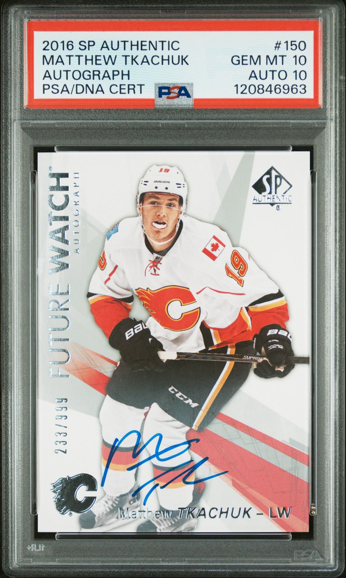 2016 Sp Authentic Matthew Tkachuk #150 (Autograph) Gem Mt 10 front