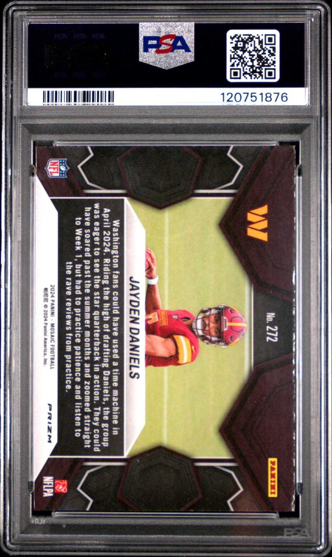 2024 Panini Mosaic Jayden Daniels #272 (Camo Pink) Gem Mt 10 back
