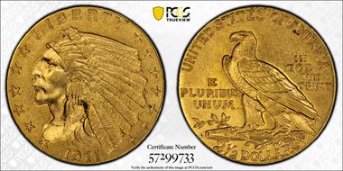 1911-D $2.50 Strong D MS63