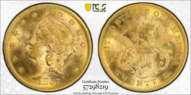 1867 $20 MS61