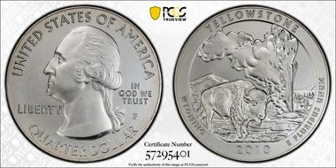 2010-P 25C Yellowstone NP 5 oz Silver SP69