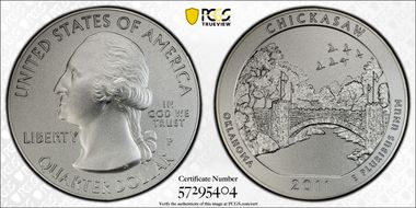 2011-P 25C Chickasaw NP 5 oz Silver SP69