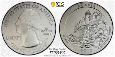 2012-P 25C Acadia NP 5 oz Silver SP69