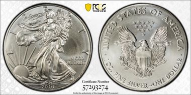 2016 $1 Silver Eagle  30th Anniversary MS69