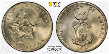 1944-S 5C MS65