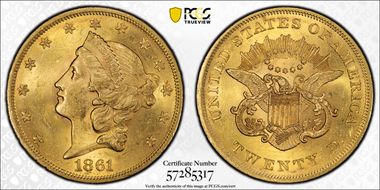 1861 $20 MS61