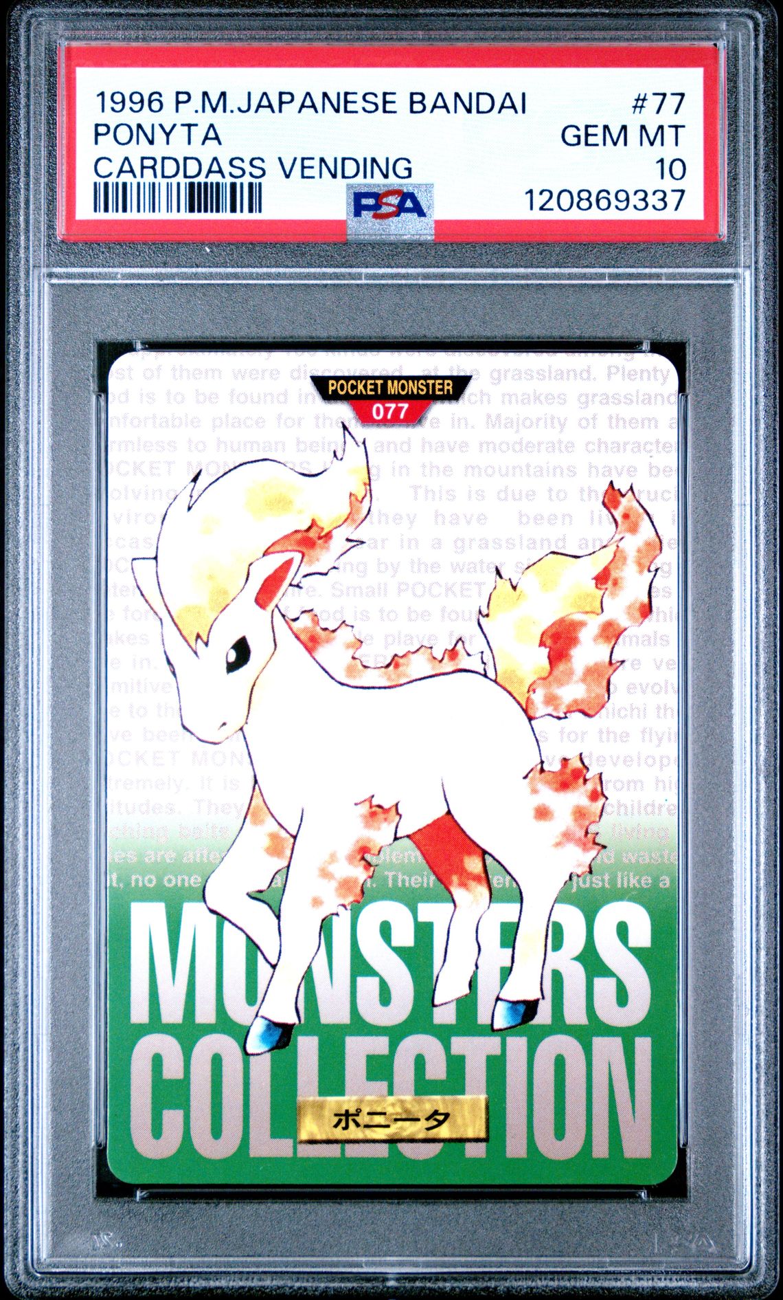 Ponyta card, green version, PSA 10