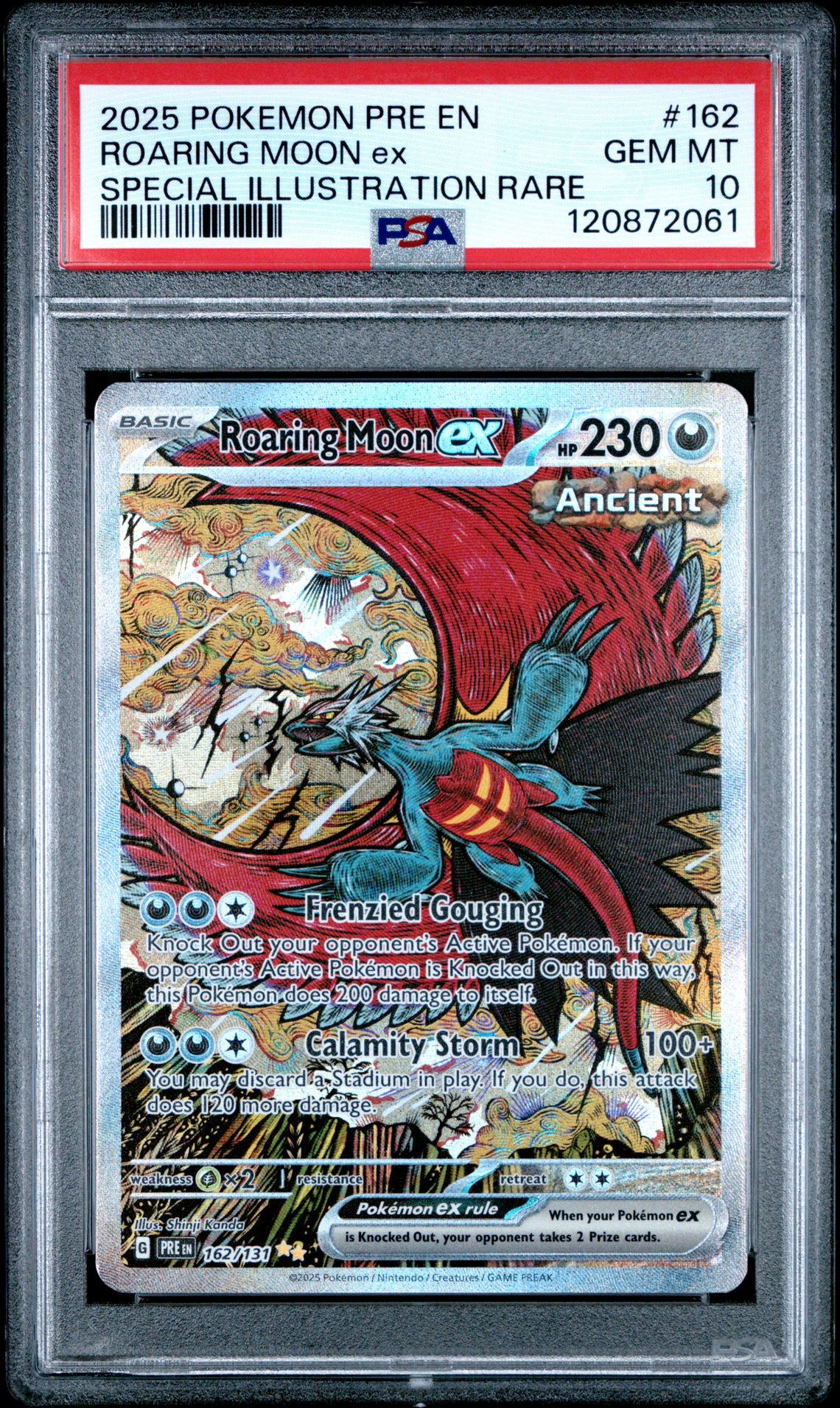 2025 Pokemon Pre En-Prismatic Evolutions Roaring Moon Ex #162 (Special Illustration Rare) Gem Mt 10 front
