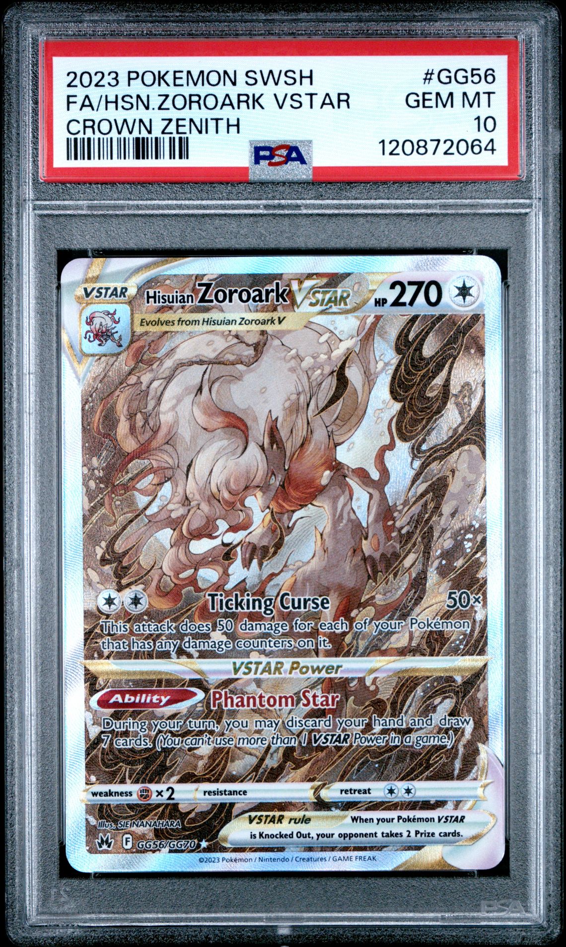 2023 Pokemon Sword And Shield Crown Zenith Fa/Hsn.zoroark Vstar #Gg56 (Crown Zenith) Gem Mt 10 front
