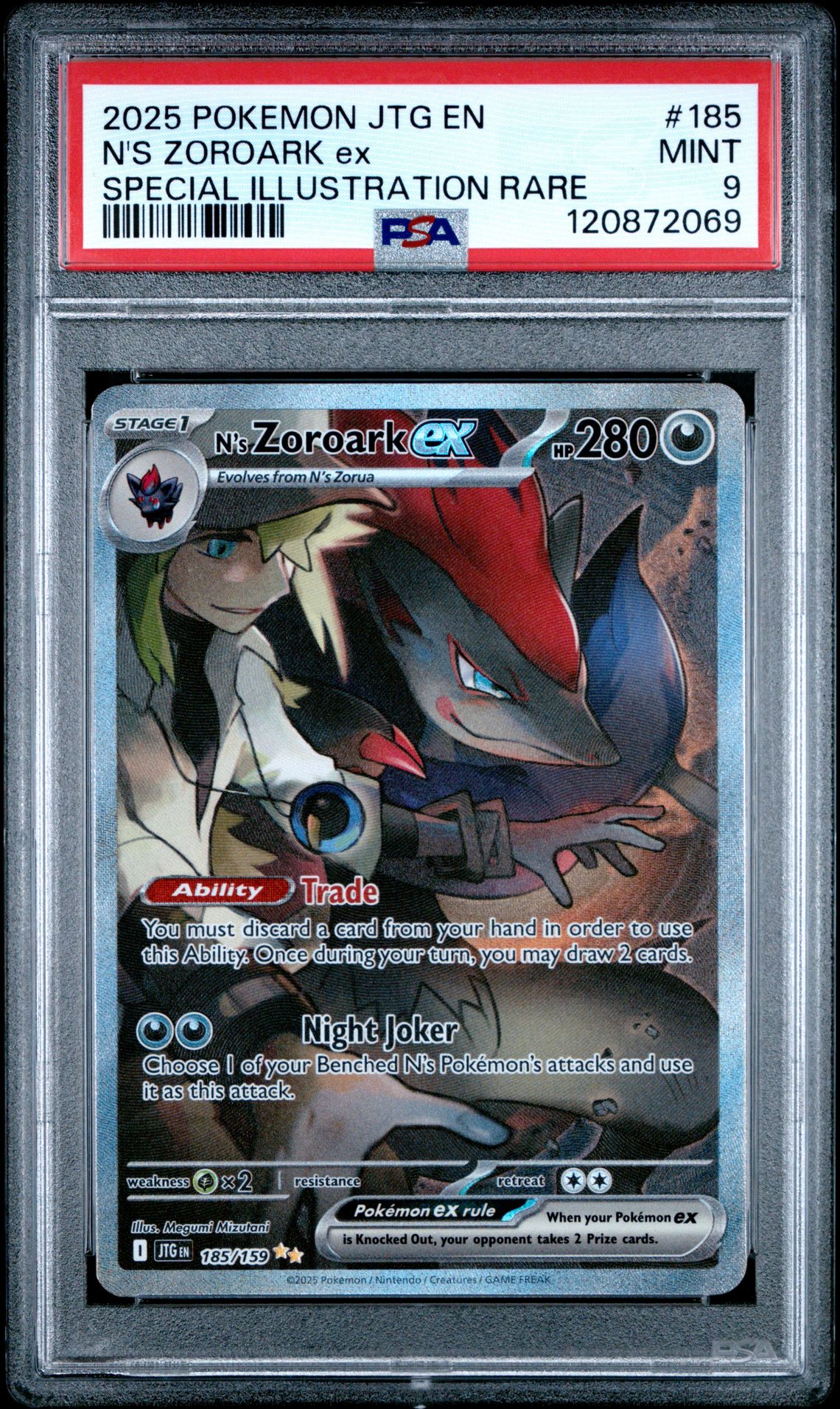 2025 Pokemon Jtg En-Journey Together N's Zoroark Ex #185 (Special Illustration Rare) Mint 9 front