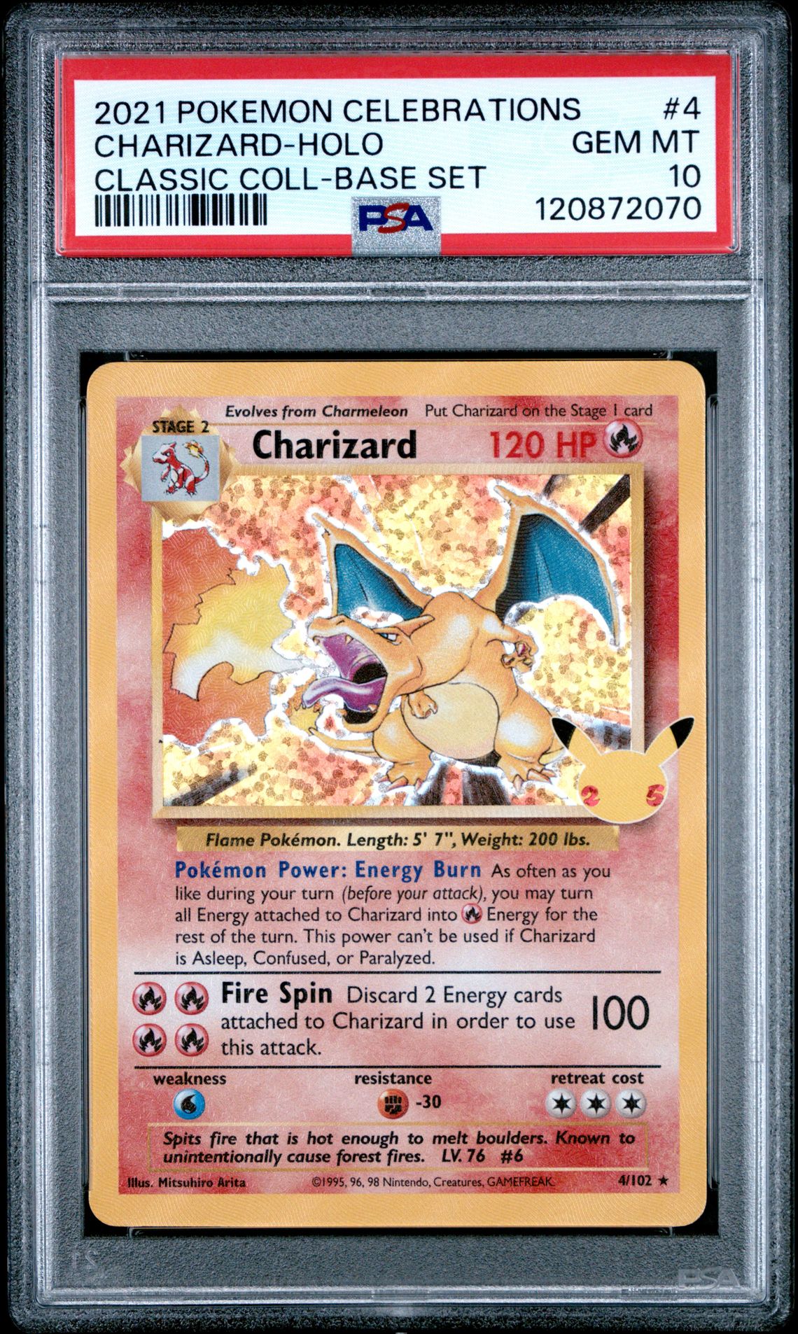 2021 Pokemon Celebrations Classic Collection Charizard-Holo #4 (Classic Coll-Base Set) Gem Mt 10 front