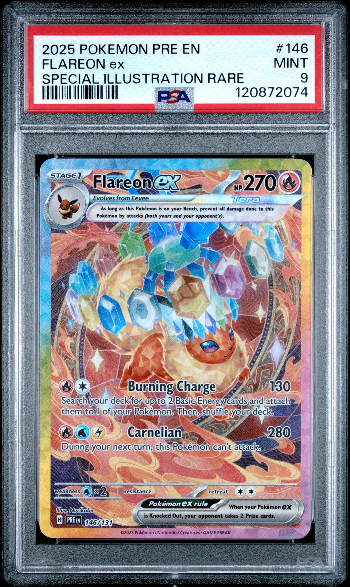 2025 Pokemon Pre En-Prismatic Evolutions Flareon Ex #146 (Special Illustration Rare) Mint 9 front