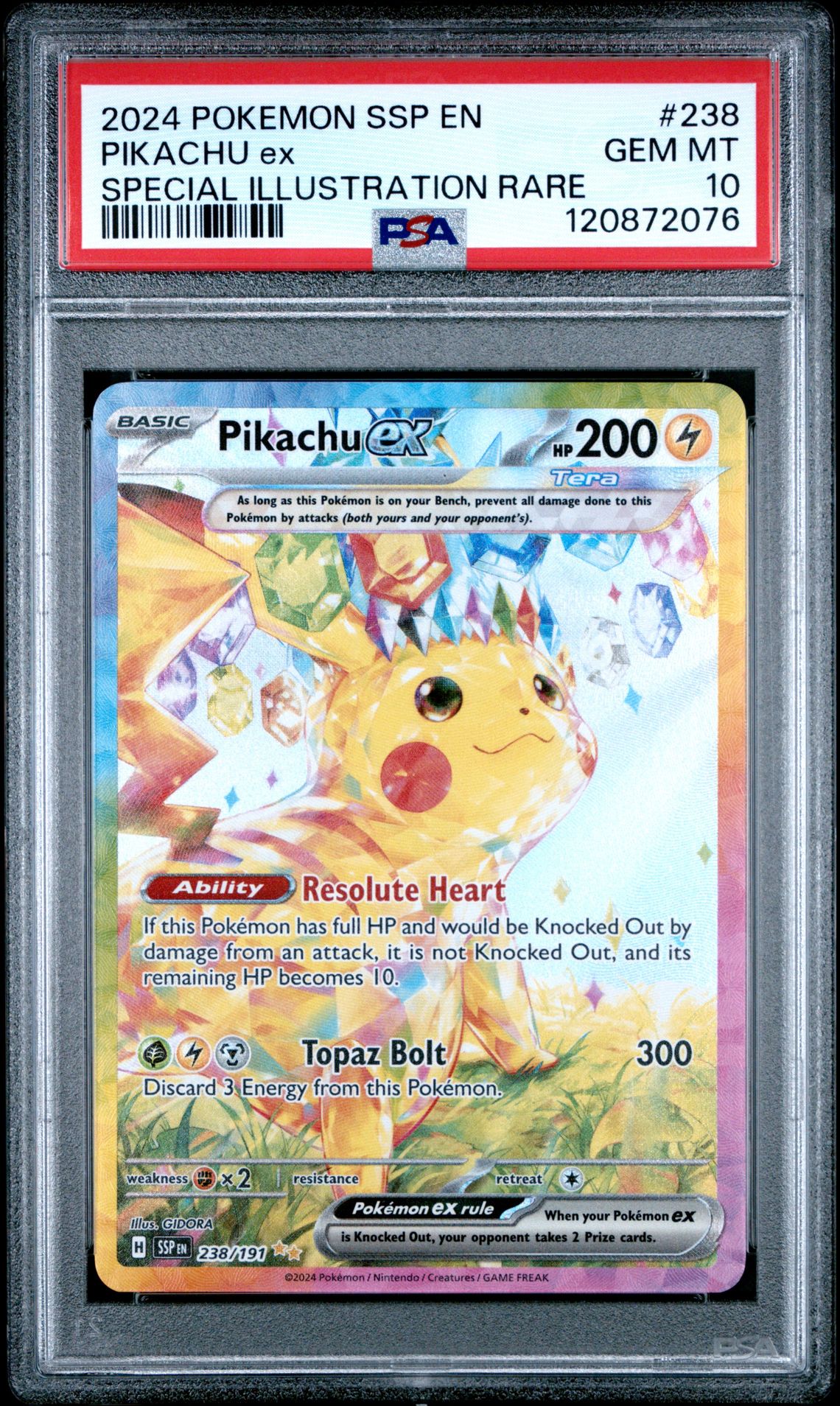 2024 Pokemon Ssp En-Surging Sparks Pikachu Ex #238 (Special Illustration Rare) Gem Mt 10 front