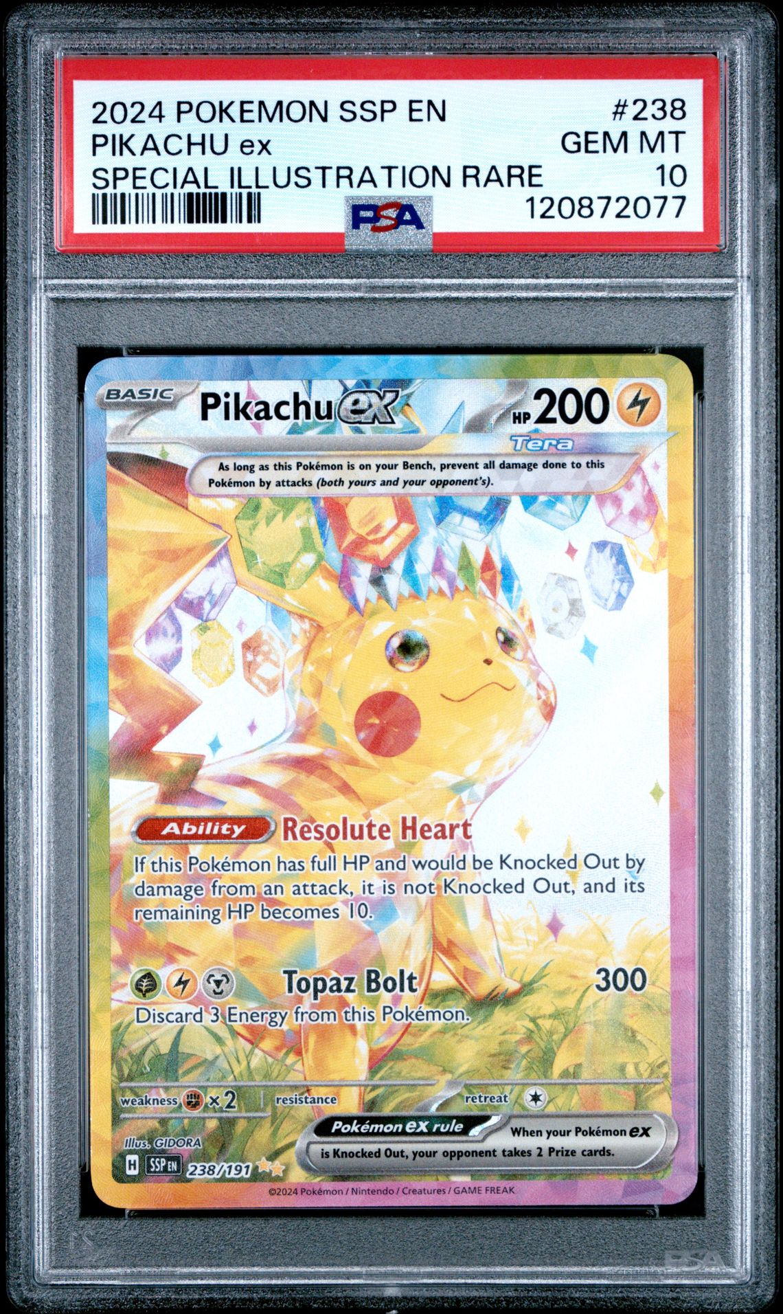 2024 Pokemon Ssp En-Surging Sparks Pikachu Ex #238 (Special Illustration Rare) Gem Mt 10 front