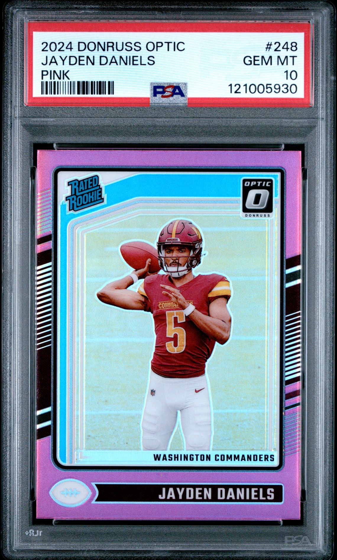 2024 Panini Donruss Optic Jayden Daniels #248 (Pink) Gem Mt 10 front