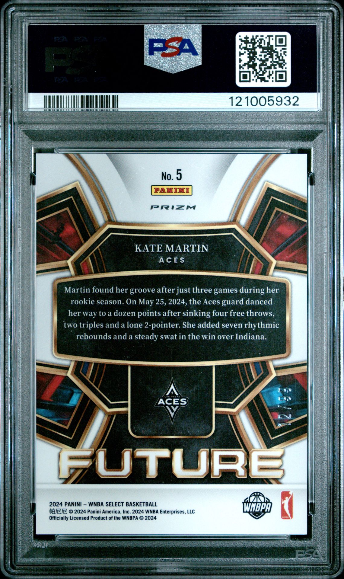 2024 Panini Select Wnba Select Future Kate Martin #5 (Future-Blue Flash) Gem Mt 10 back