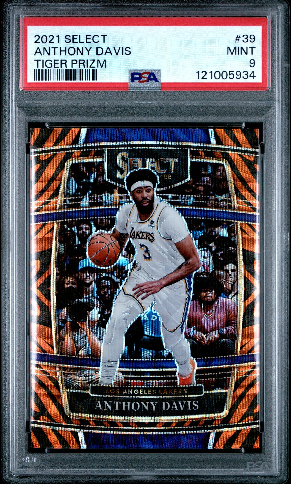 2021 Panini Select Anthony Davis #39 (Tiger Prizm) Mint 9 front