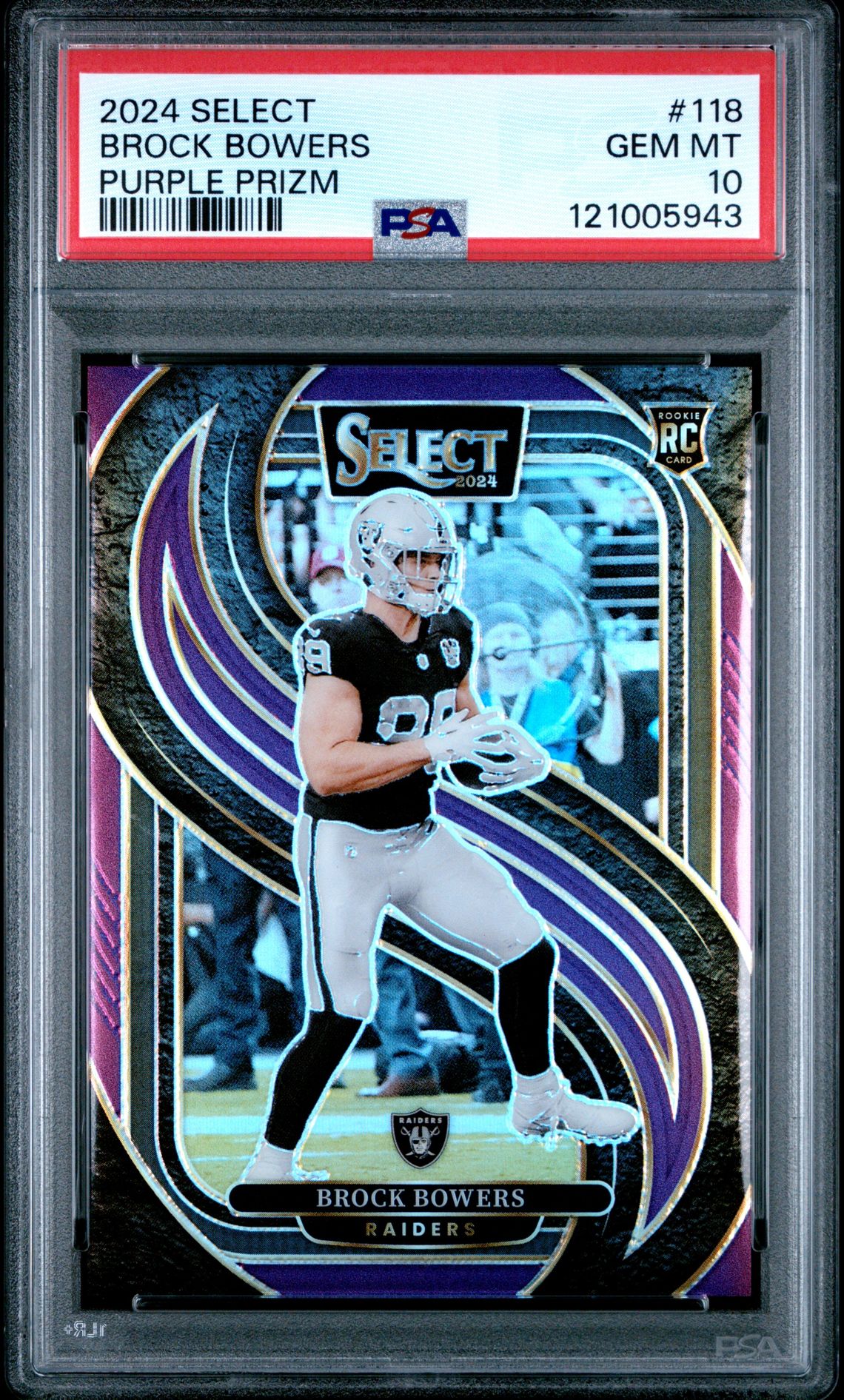 2024 Panini Select Brock Bowers #118 (Purple Prizm) Gem Mt 10 front