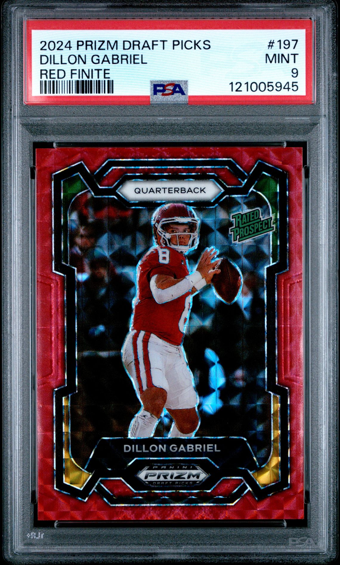 2024 Panini Prizm Draft Picks Dillon Gabriel #197 (Red Finite) Mint 9 front