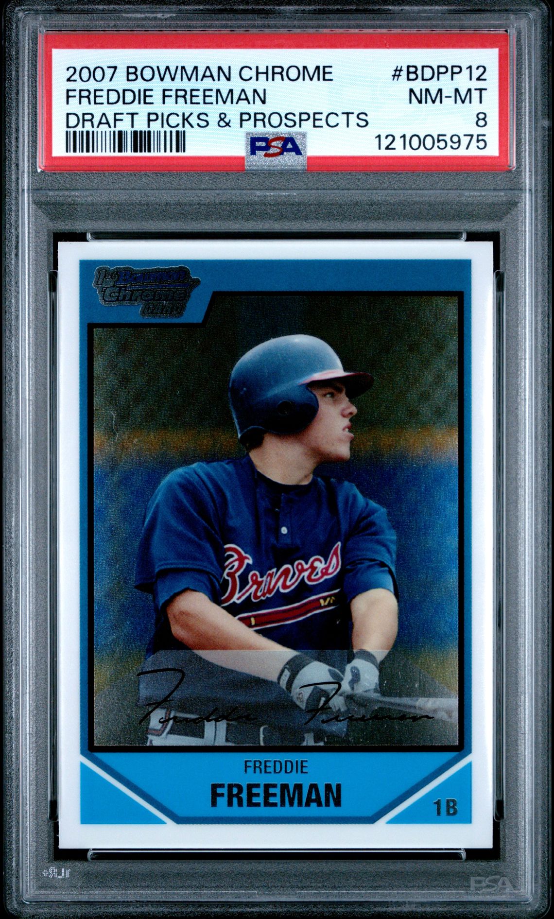 2007 Bowman Chrome Draft Picks & Prospects Freddie Freeman #Bdpp12 (Draft Picks & Prospects) Nm-Mt 8 front