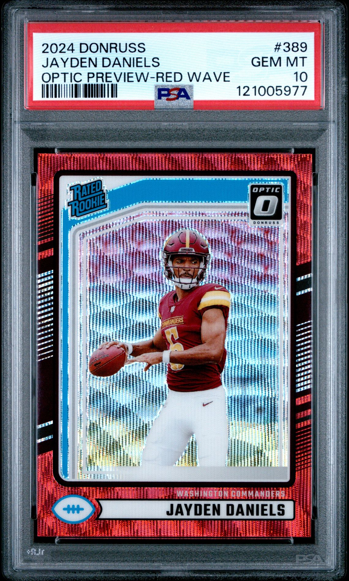 2024 Panini Donruss Jayden Daniels #389 (Optic Preview-Red Wave) Gem Mt 10 front