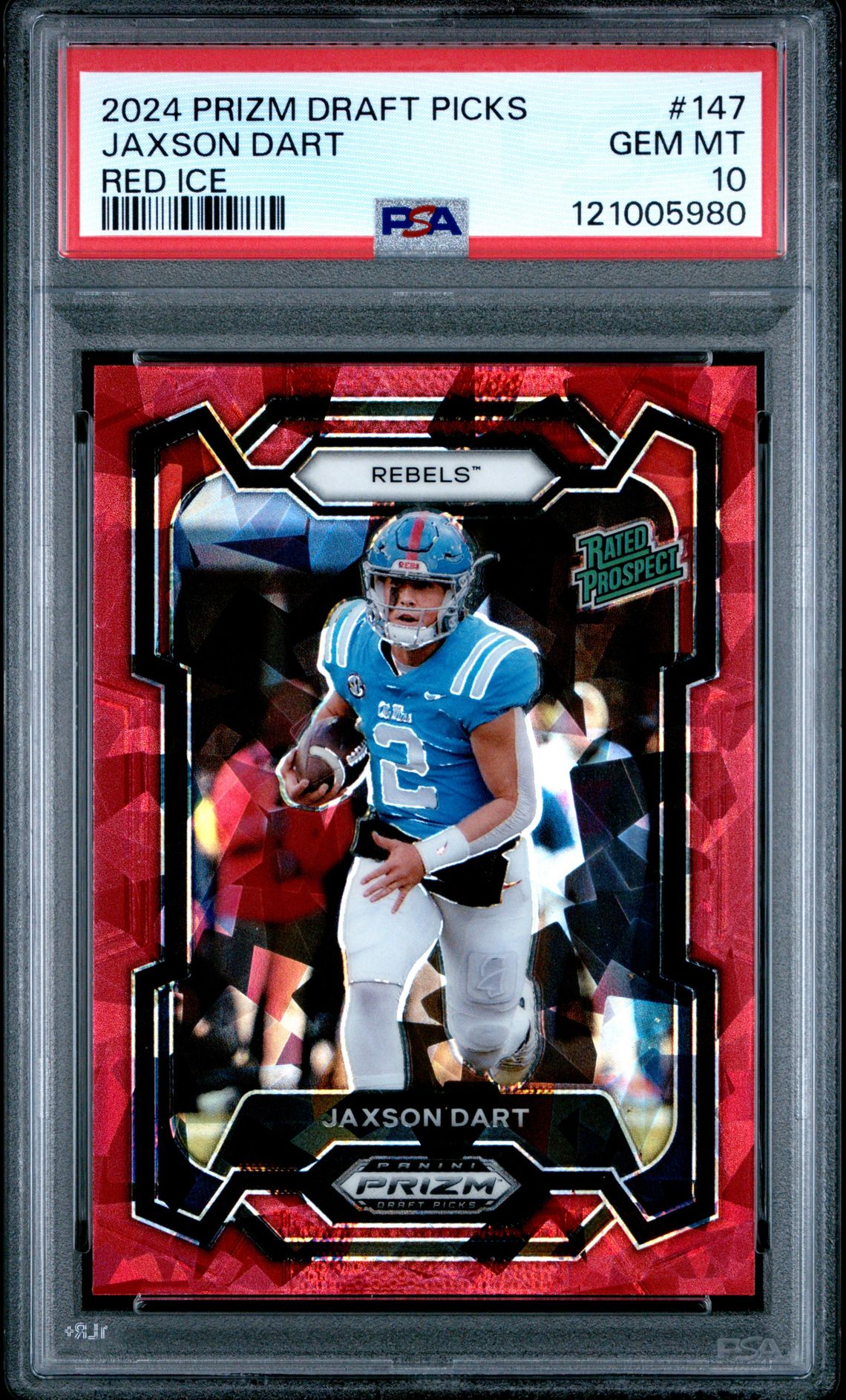 2024 Panini Prizm Draft Picks Jaxson Dart #147 (Red Ice) Gem Mt 10 front