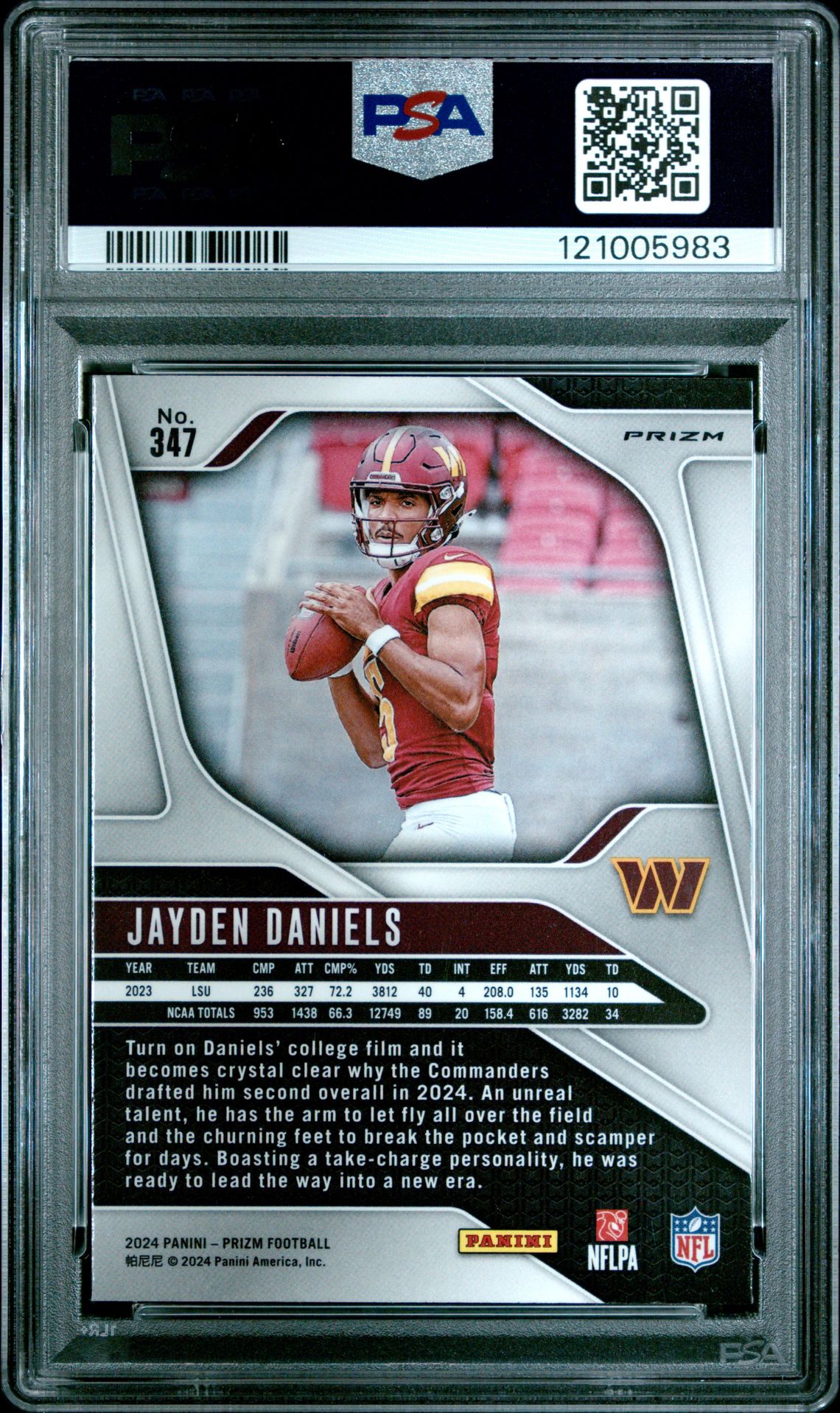 2024 Panini Prizm Jayden Daniels #347 (Lazer Prizm) Nm-Mt 8 back