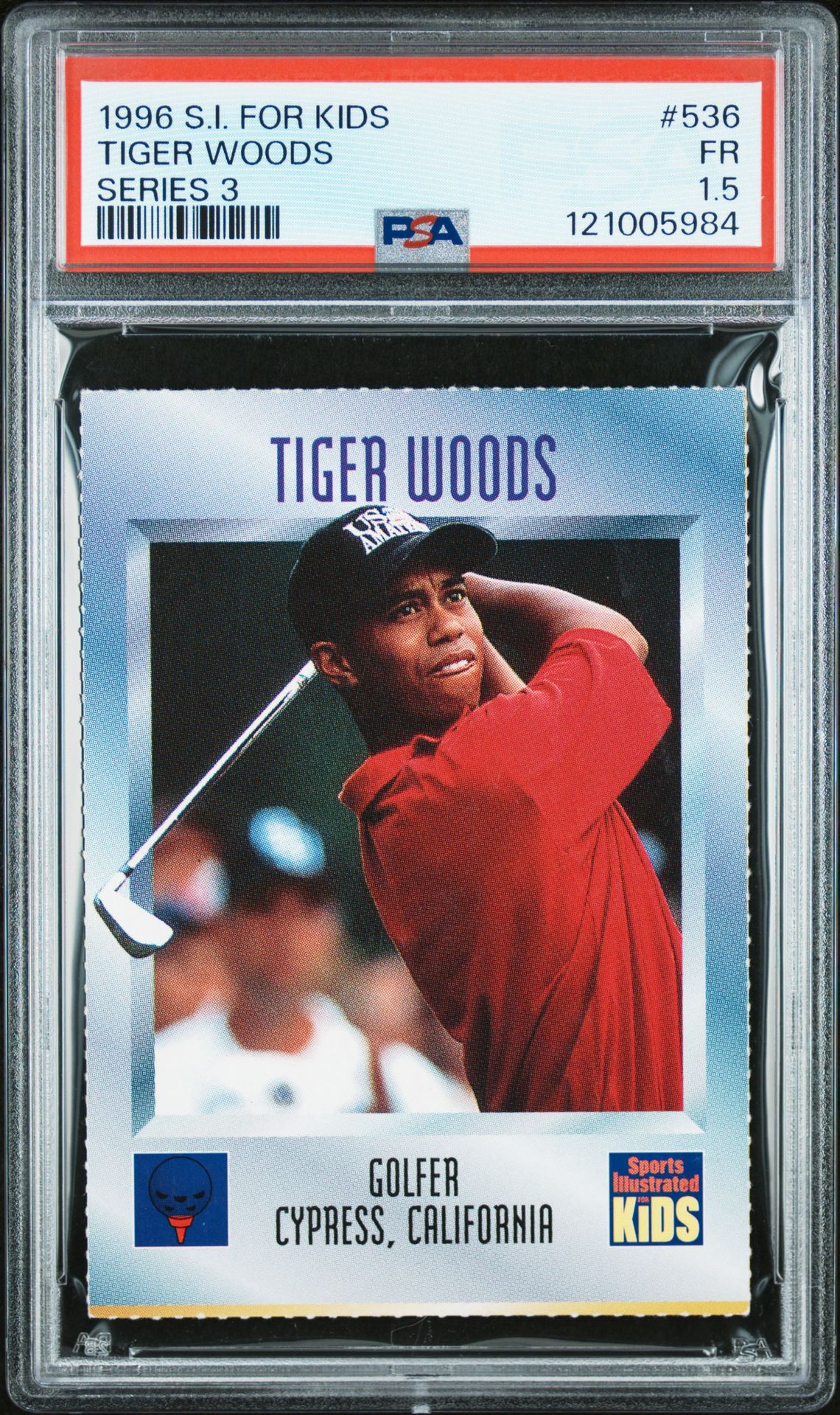 1996 S.i. For Kids Series 3 Tiger Woods #536 (Series 3) Fr 1.5 front