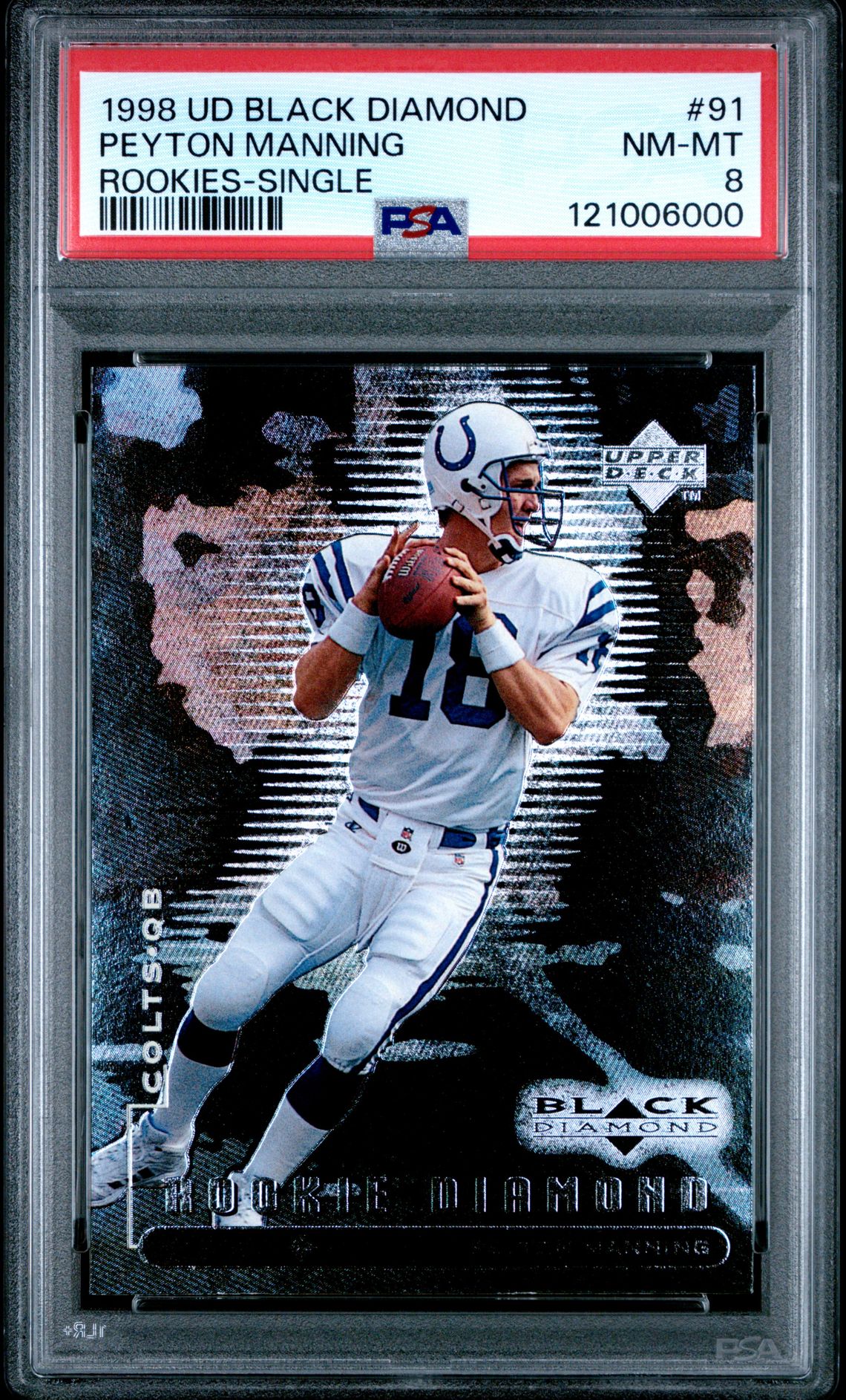 1998 Upper Deck Black Diamond Rookies Peyton Manning #91 (Rookies-Single) Nm-Mt 8 front