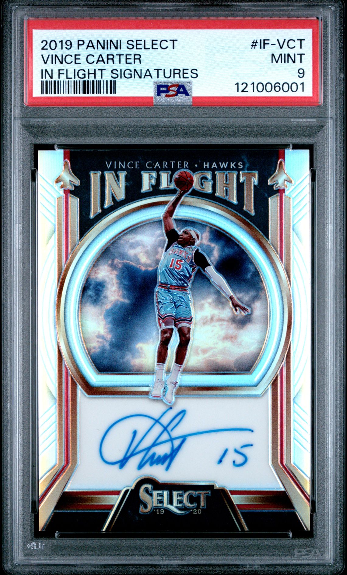 2019 Panini Select In Flight Signatures Vince Carter #If-Vct (In Flight Signatures) Mint 9 front