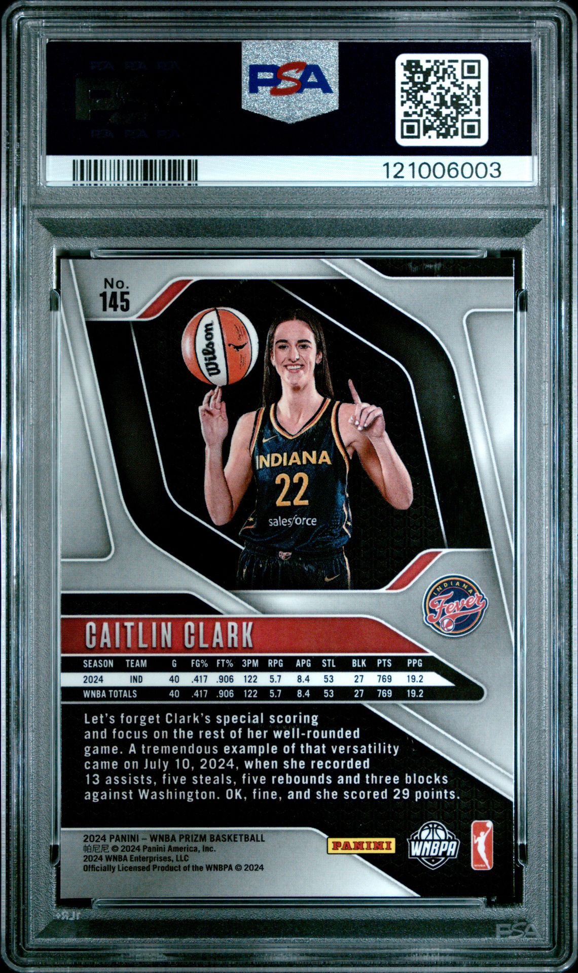 2024 Panini Prizm Wnba Caitlin Clark #145 Nm-Mt 8 back