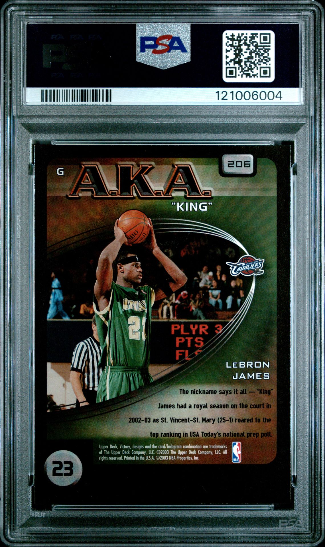 2003 Upper Deck Victory Lebron James #206 Nm-Mt 8 back