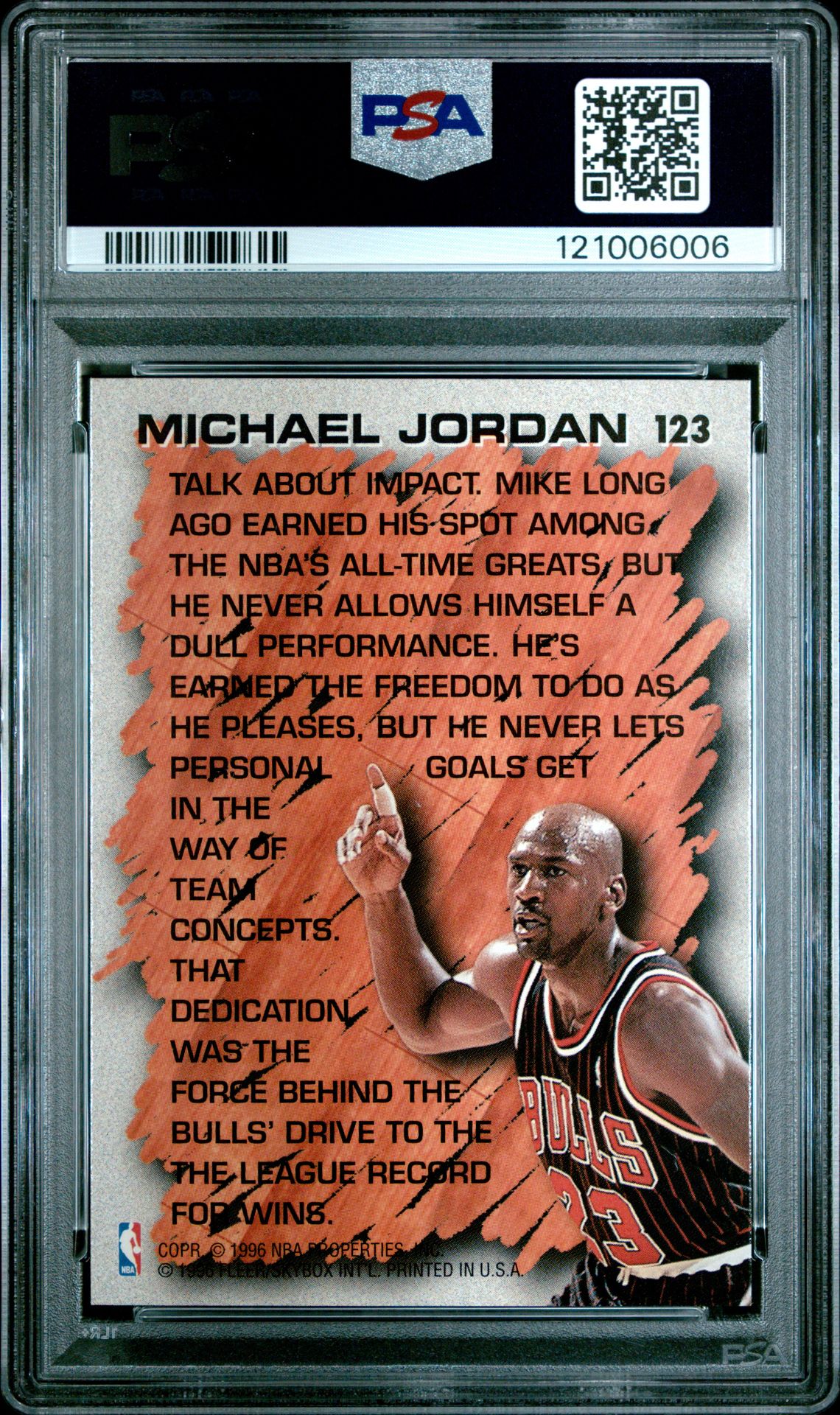 1996 Fleer Michael Jordan #123 Nm-Mt 8 back
