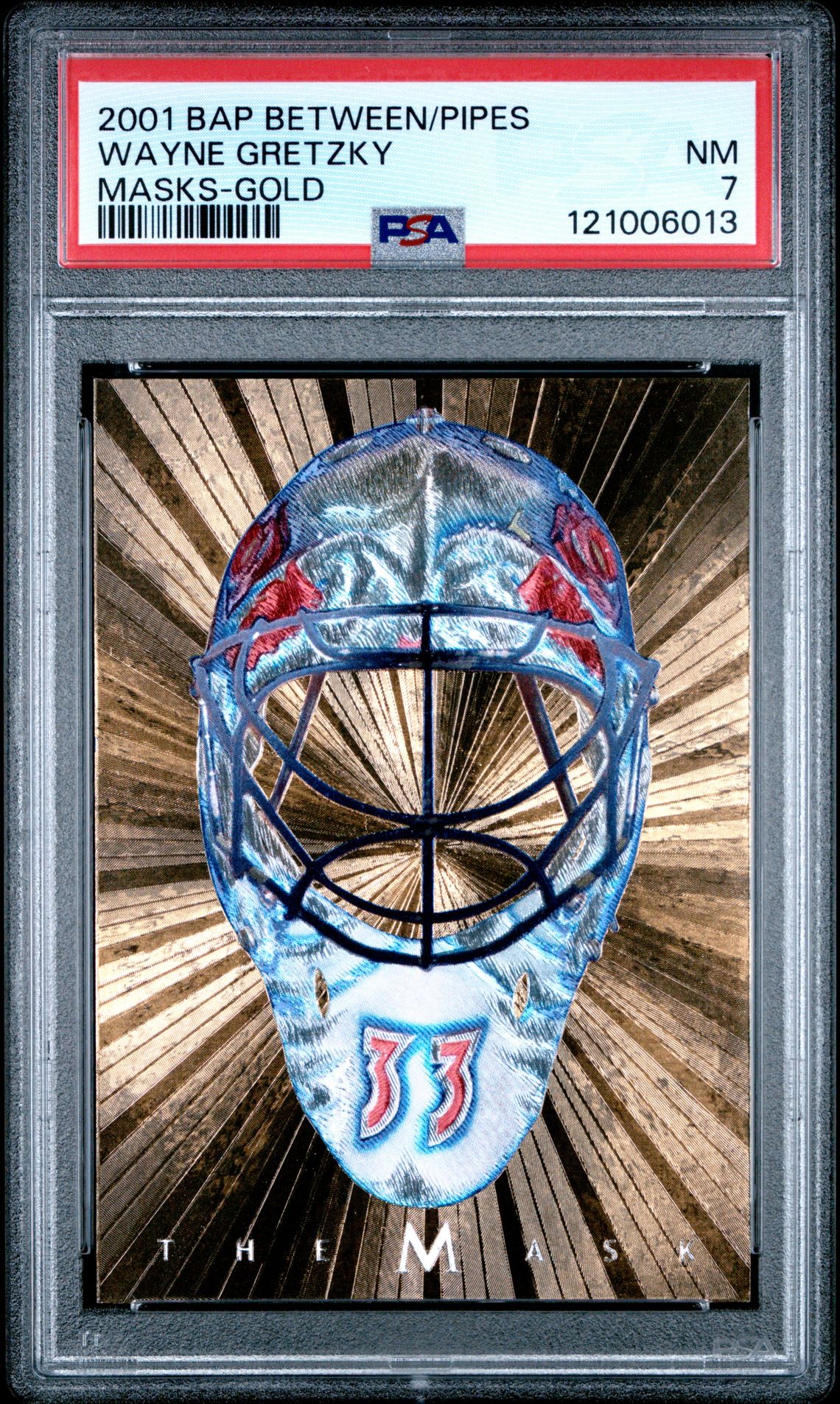 2001 Bap Between The Pipes Masks Wayne Gretzky (Masks-Gold) Nm 7 front