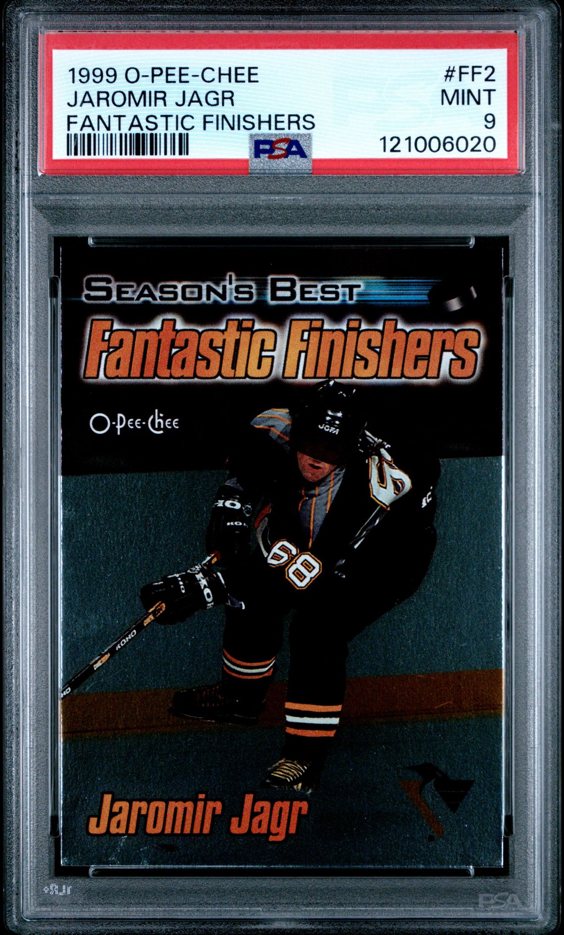 1999 O-Pee-Chee Fantastic Finishers Jaromir Jagr #Ff2 (Fantastic Finishers) Mint 9 front