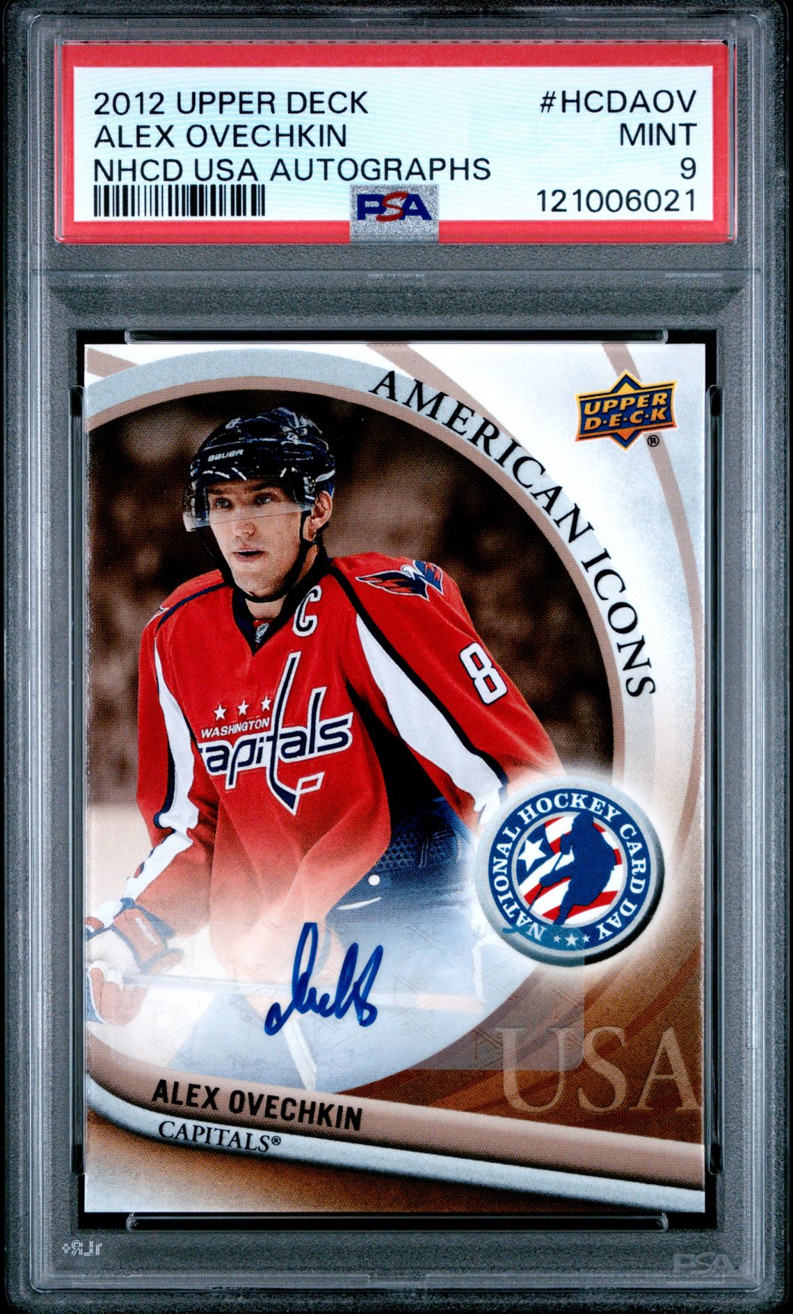 2012 Upper Deck National Hockey Card Day Usa Autographs Alex Ovechkin #Hcdaov (Nhcd Usa Autographs) Mint 9 front
