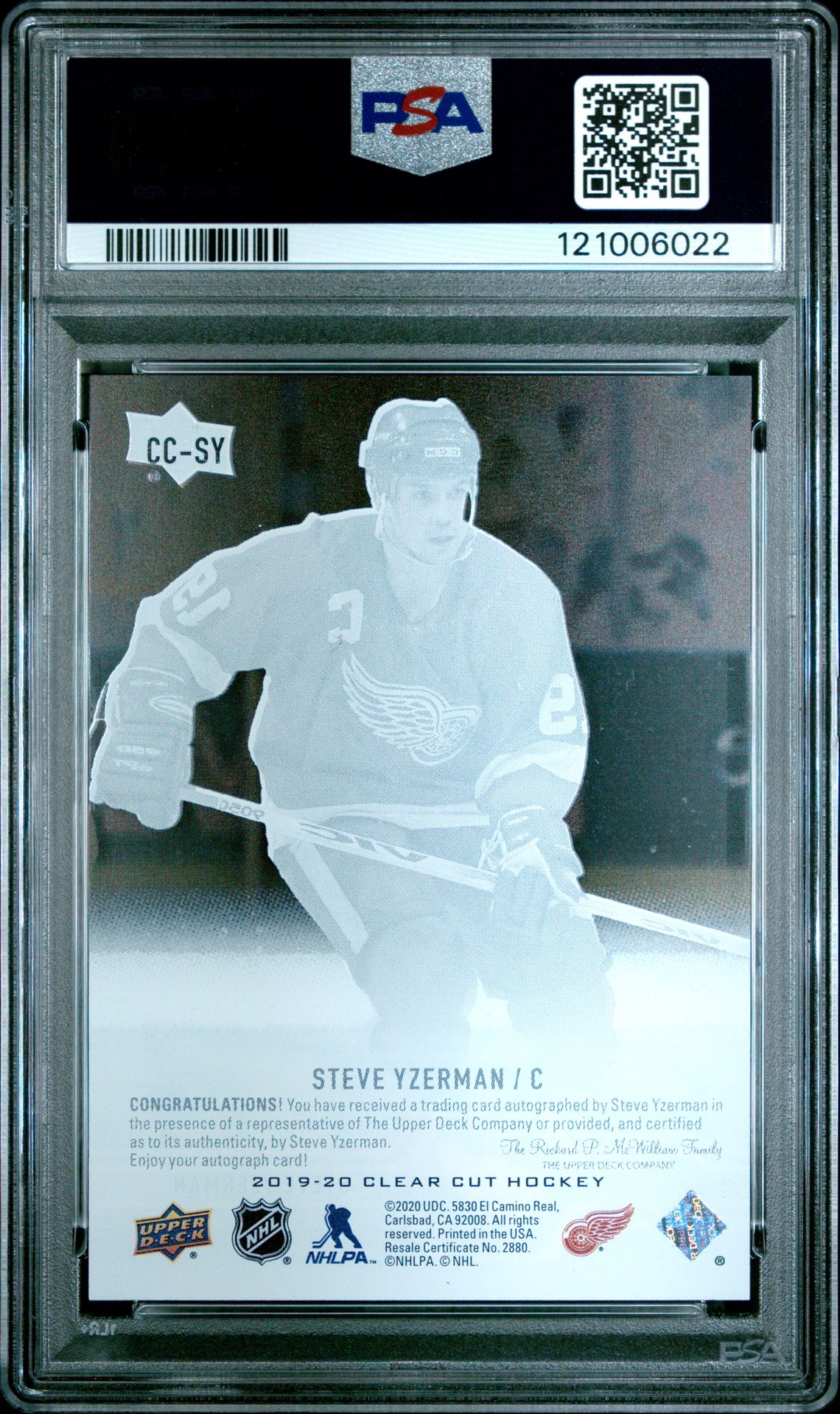 2019 Upper Deck Clear Cut Steve Yzerman #Sy (Autographs) Mint 9 back