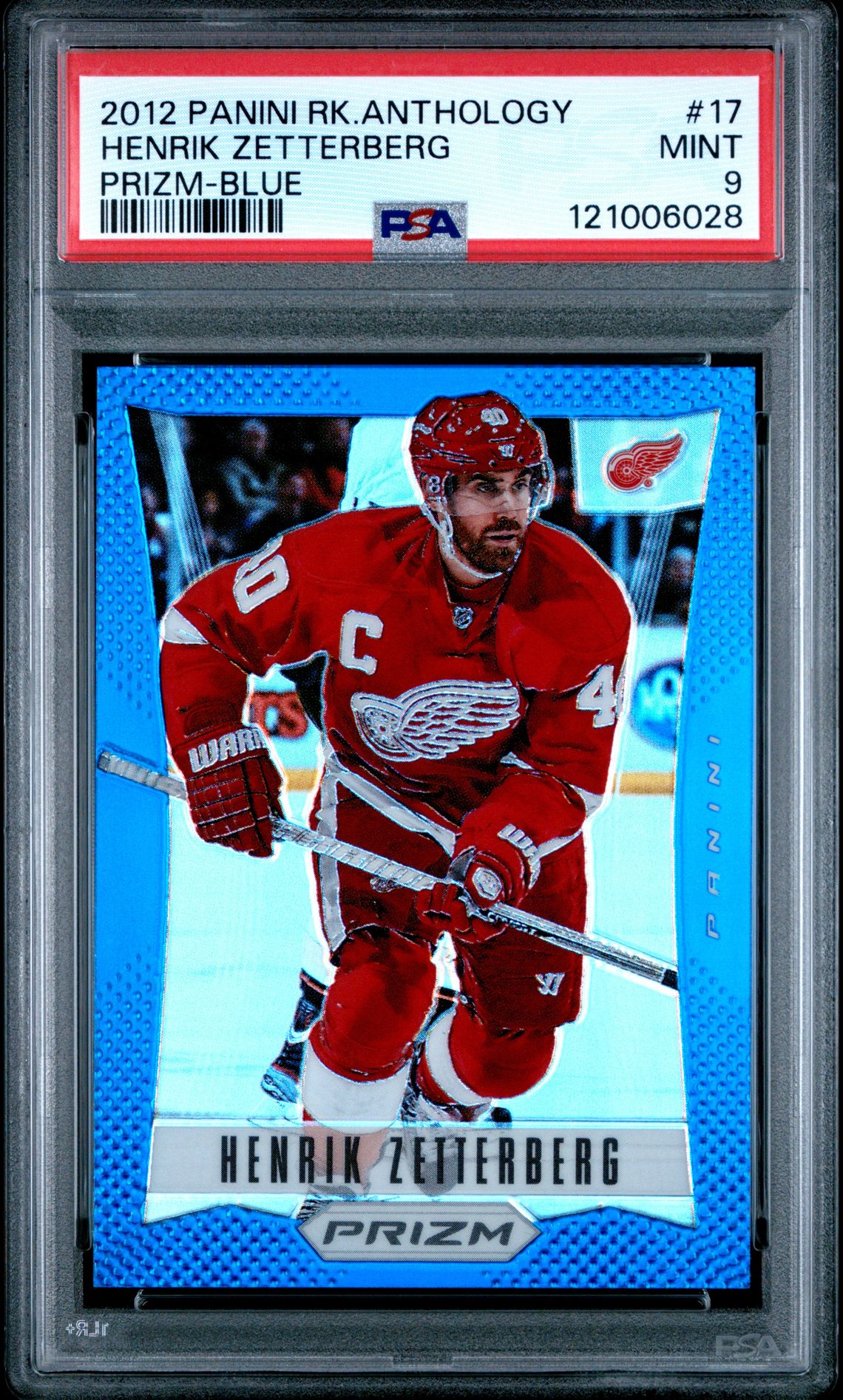 2012 Panini Rookie Anthology Prizm Henrik Zetterberg #17 (Prizm-Blue) Mint 9 front